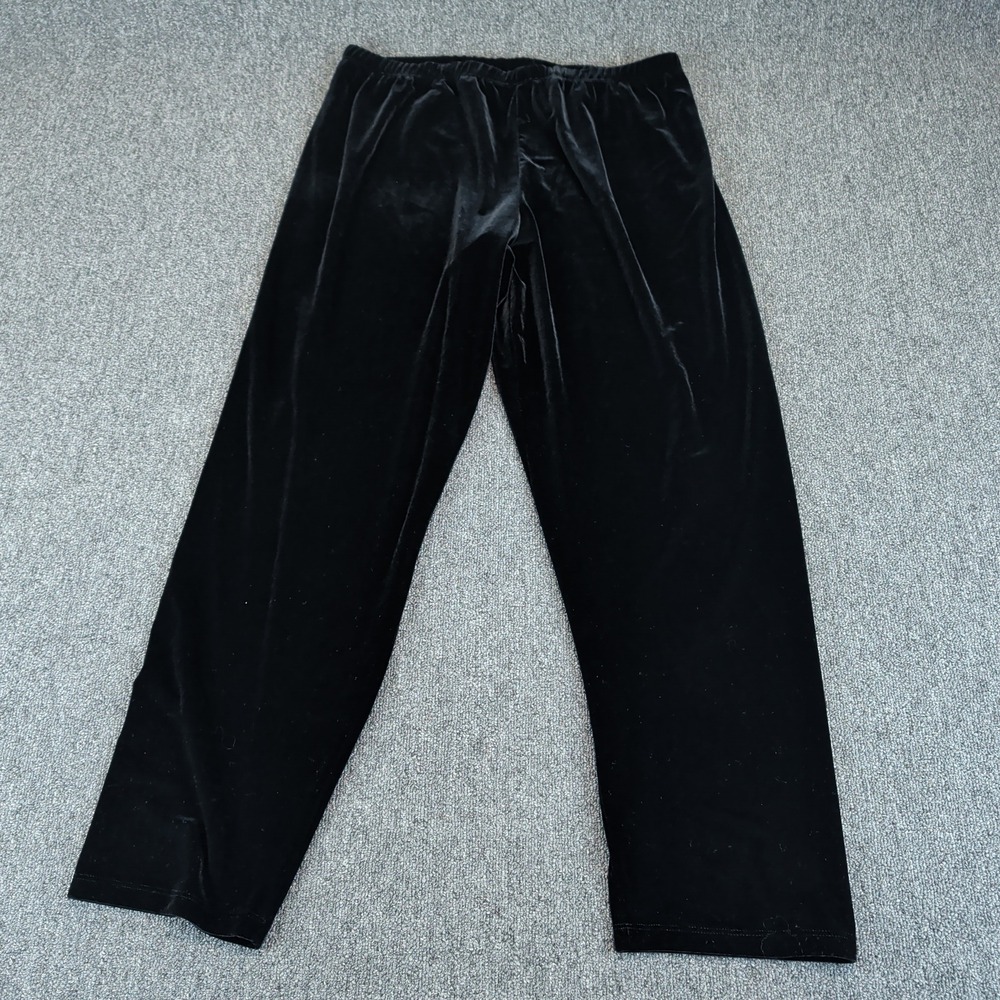 Chicos Design Womens Velvet Pants Size 3 XL Black Polyester Stretch Straight Leg — photo 2
